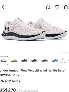 Flow velociti White and Pink under armor sneakers